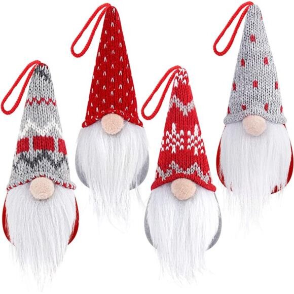 Gnome Christmas Ornaments Set of 4, Handmade Swedish Tomte Gnomes - Picture 1 of 7